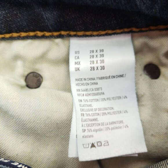 American Eagle Slim Straight Mens Size 28x30 Dark Wash Destroyed Extreme Flex - Picture 5 of 7